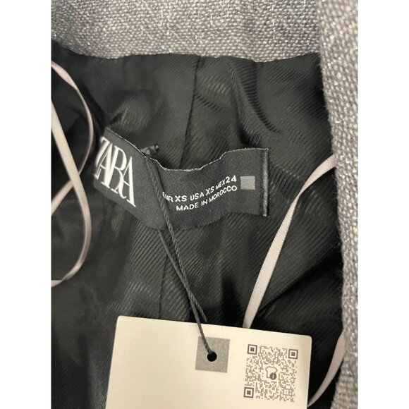Zara Womens Cropped Blazer Suit Jacket XS Gray Metallic thread 9062/154 NWT - Picture 7 of 16